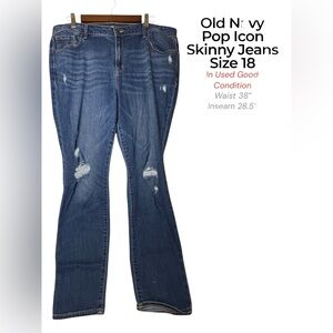 Old Navy Pop Icon Skinny Jeans Size 18 Women’s Distressed Blue Denim